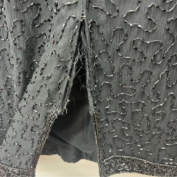 Vintage Laurence Kazar Beaded Sequins Glam Dress in Black Size PM - Picture 6 of 7